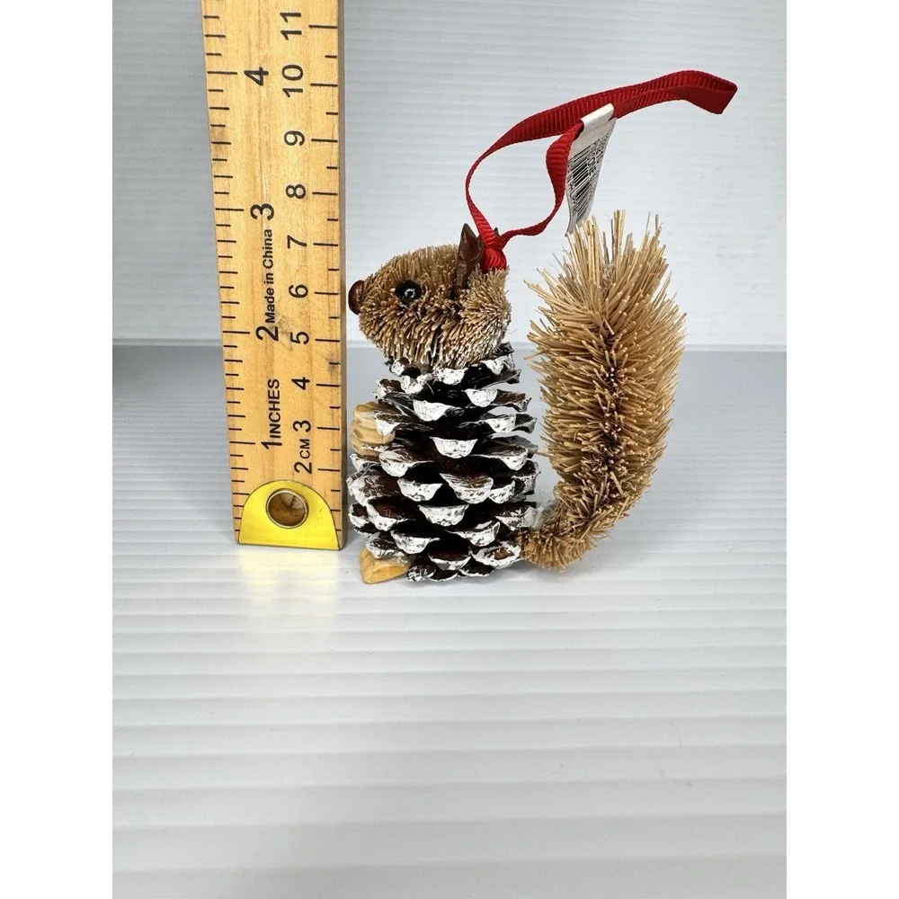 Pottery Barn NWT Squirrel Christmas Ornament Hanging Pinecone 4
